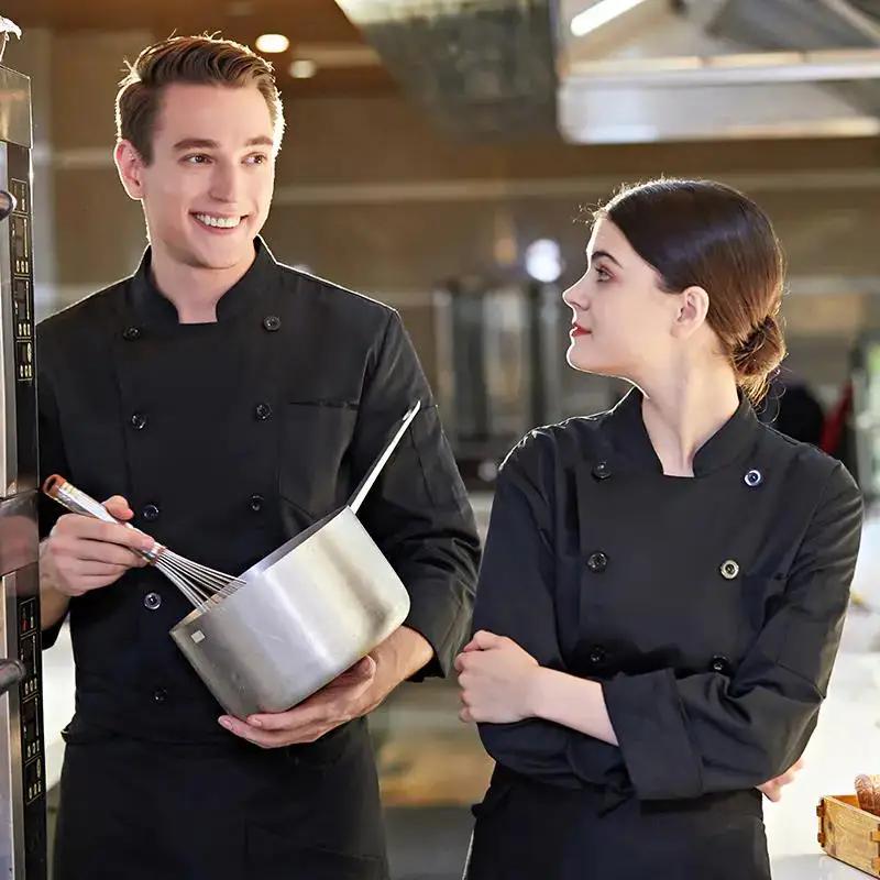 Uniformes de chef de cuisine professionnels, veste à manches longues personnalisée, manteau de cuisinier pour hommes et femmes, impression gratuite, olympiques de pâtisserie avec logo
