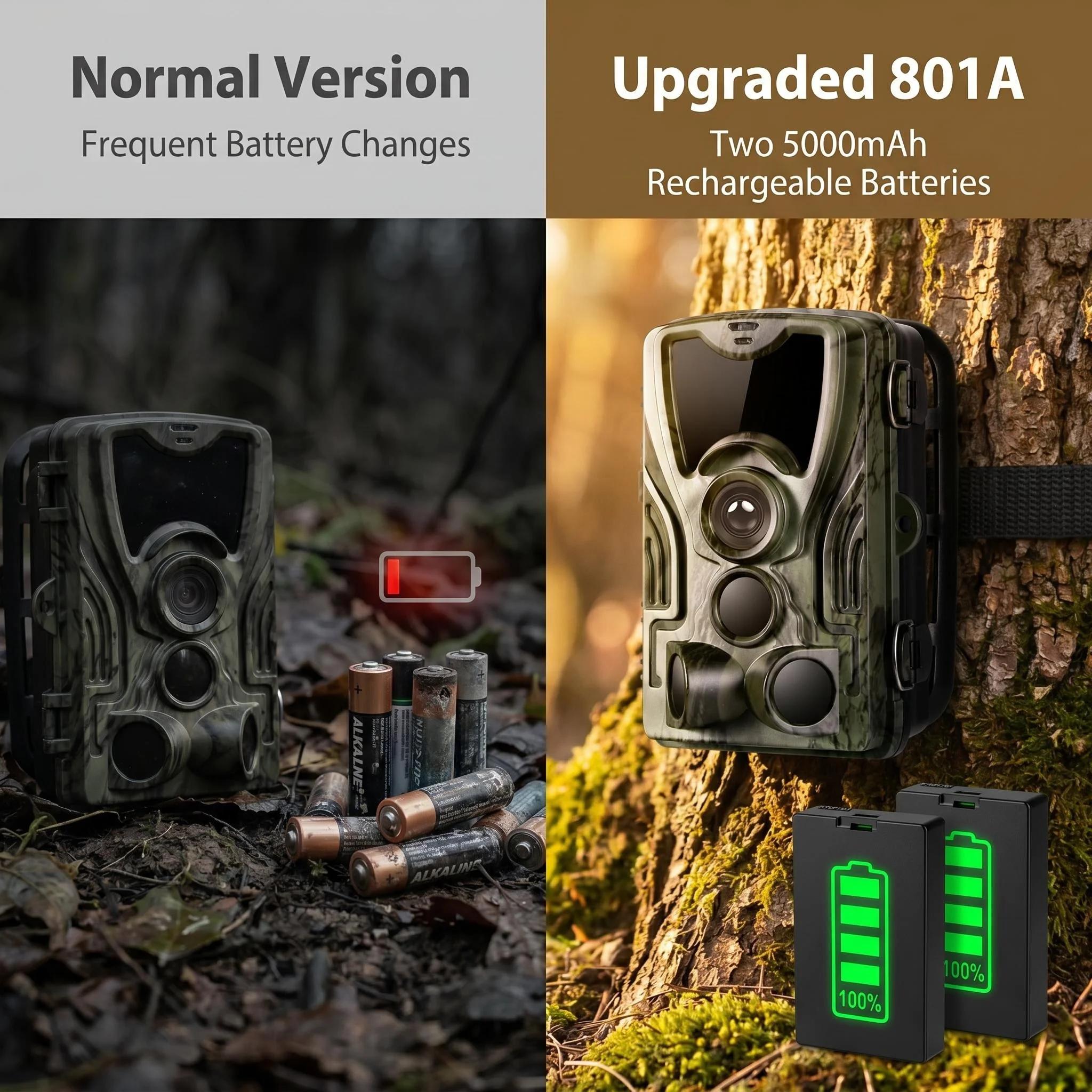 Caméra de chasse à vision nocturne 1080P 20MP HC801A-LI avec batterie au lithium 5000mAh