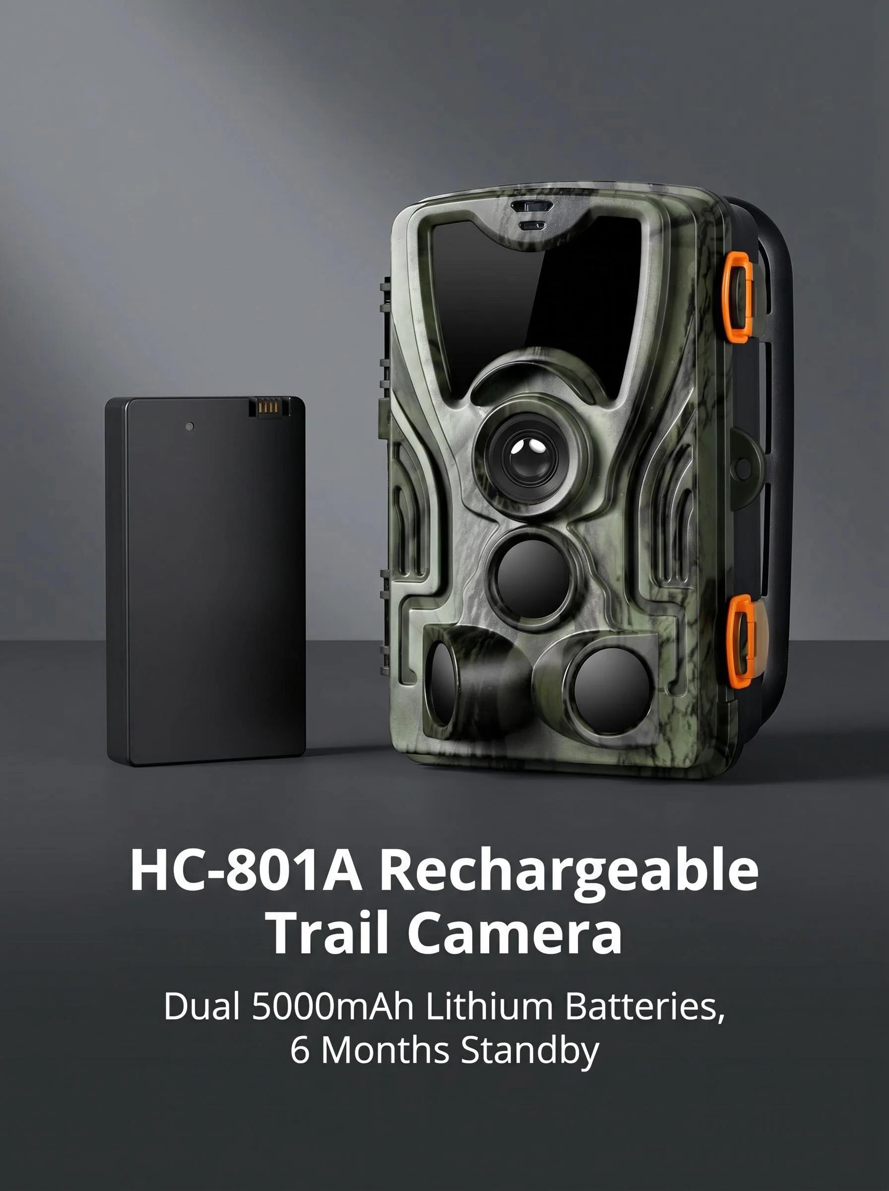 Caméra de chasse à vision nocturne 1080P 20MP HC801A-LI avec batterie au lithium 5000mAh