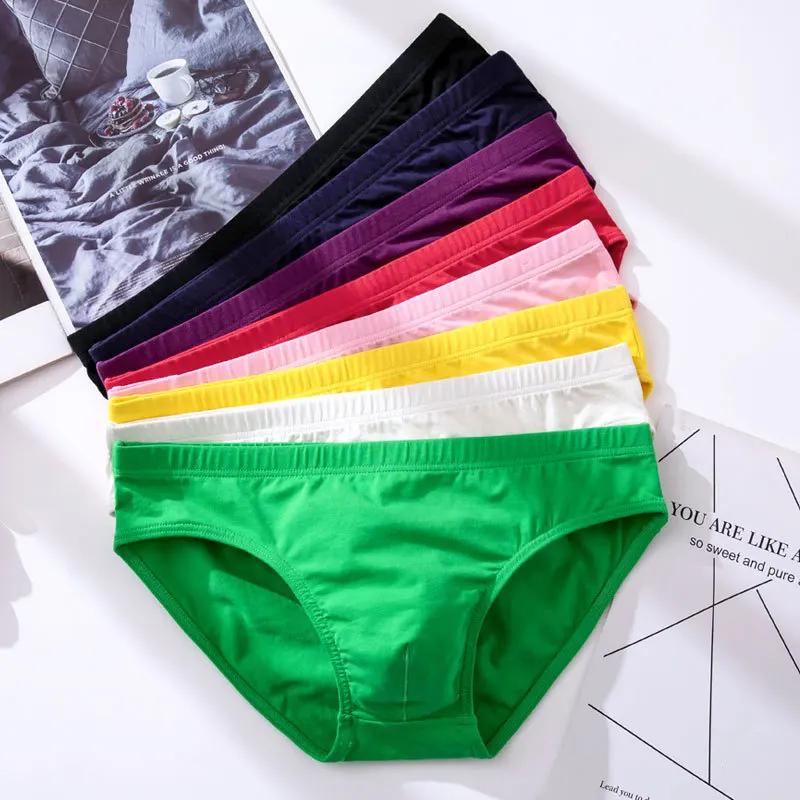 Sous-vêtements Sexy pour hommes, Slip en coton respirant, couleur unie