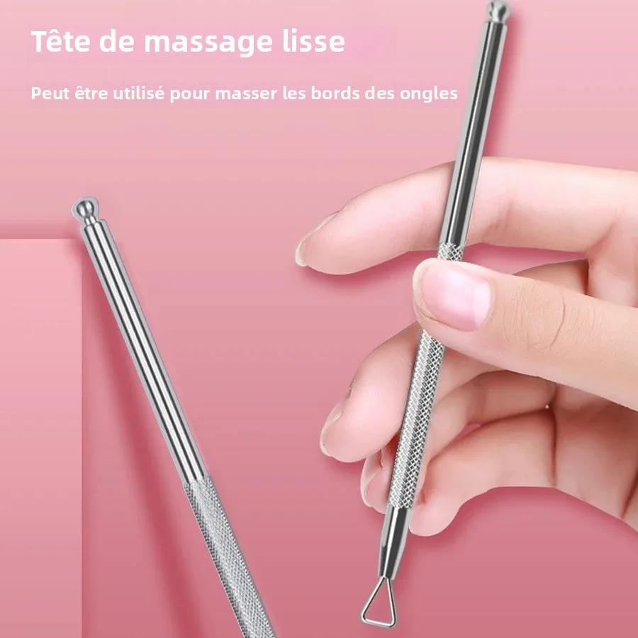 Outil holographique argenté pour enlever le vernis à ongles en acier inoxydable