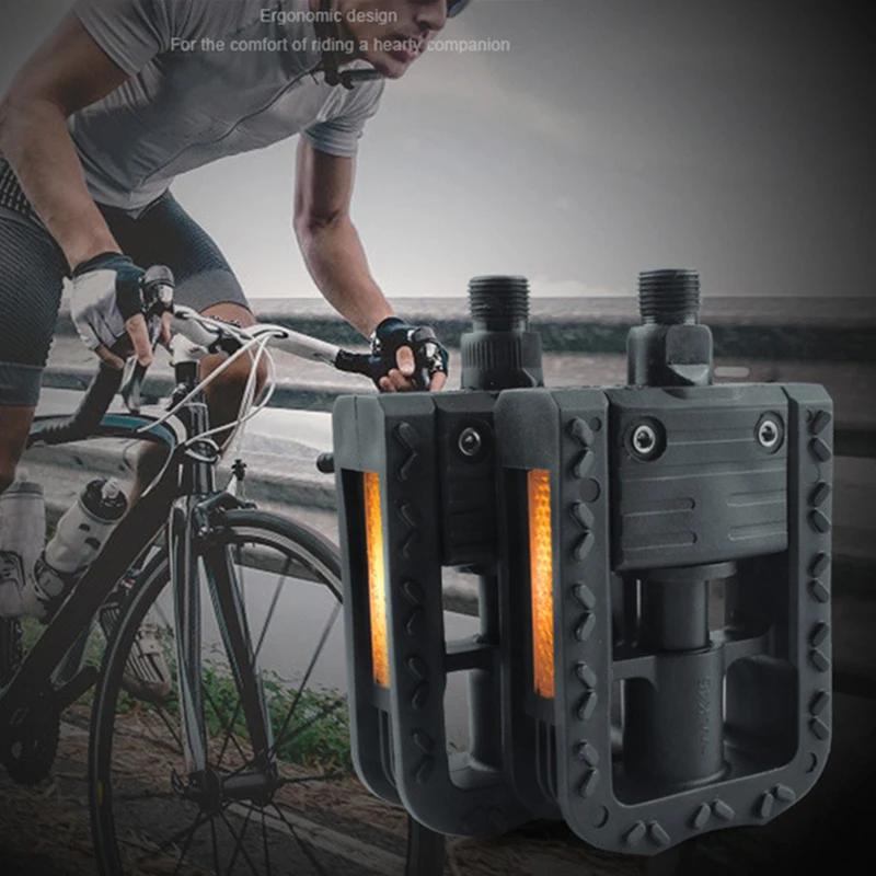 Pédales de vélo pliables pour VTT, vélo de route, vélo pliant, pédales en alliage d'aluminium, 9/16 ", universelles, antidérapantes, avec réflecteurs