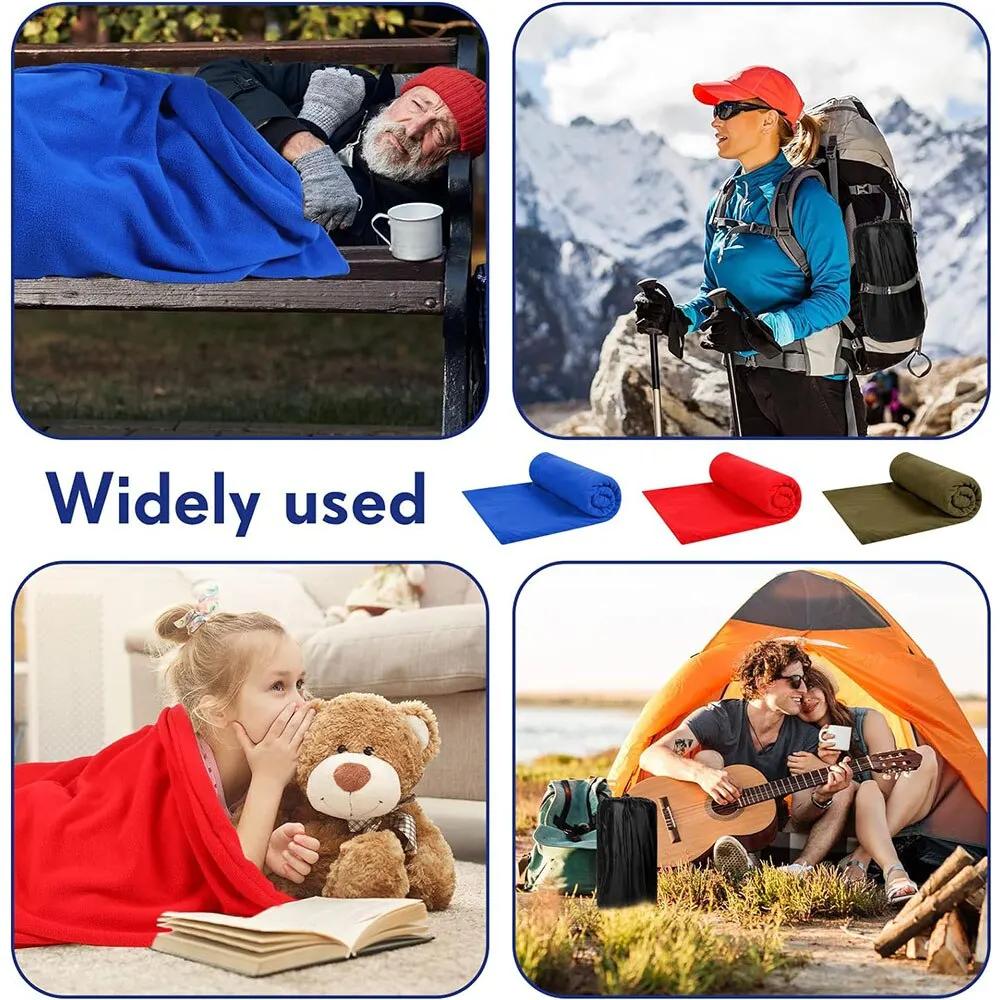 Smile-Sac de couchage portable ultra léger, draps de voyage polaire pour adultes, tente de camping en plein air, lit chaud, doublure de sac de couchage