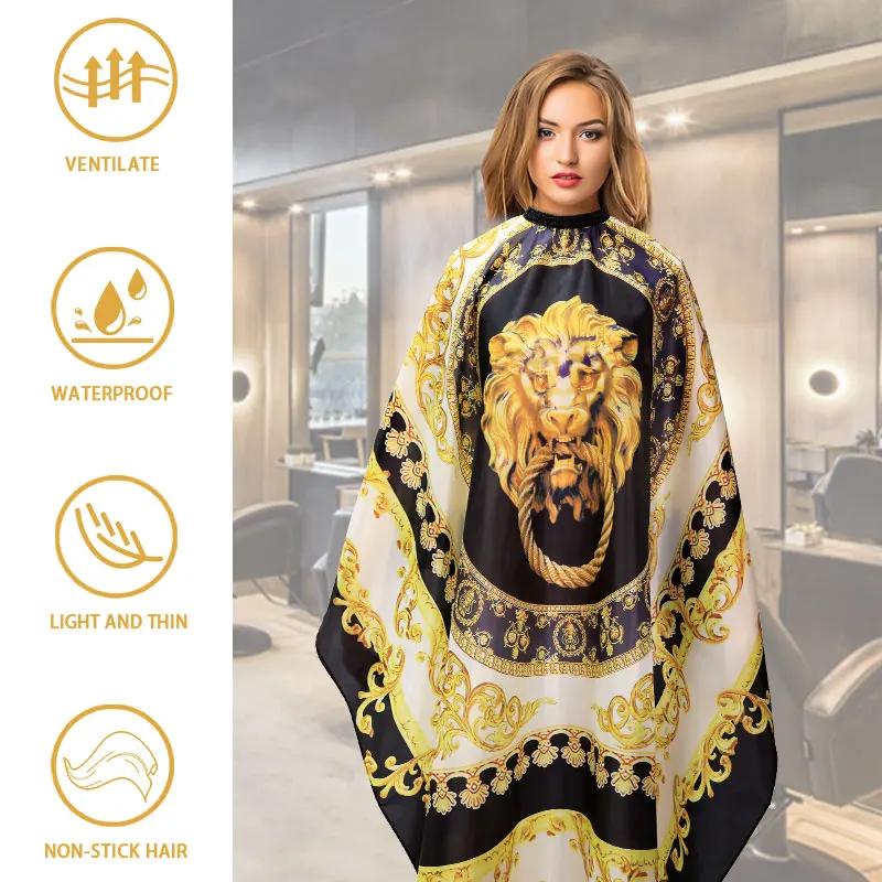 Cape de coiffure professionnelle imperméable à motif lion pour barbier, accessoires de coupe de cheveux