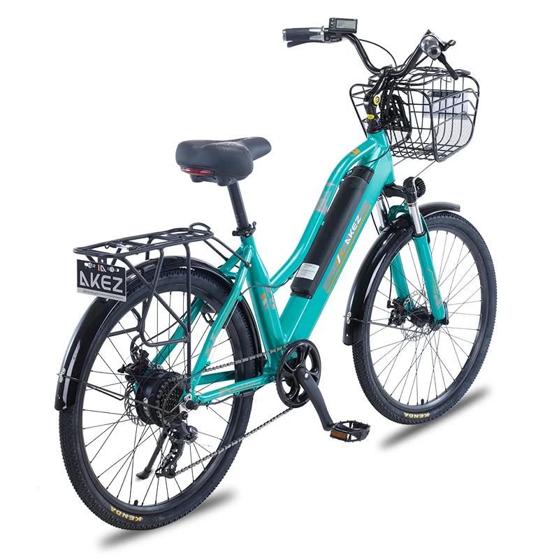 Vélo électrique adulte 2 places 26 pouces 350W 36V vélo de ville électrique à 2 roues avec panier/amortisseur 35 km/h batterie amovible