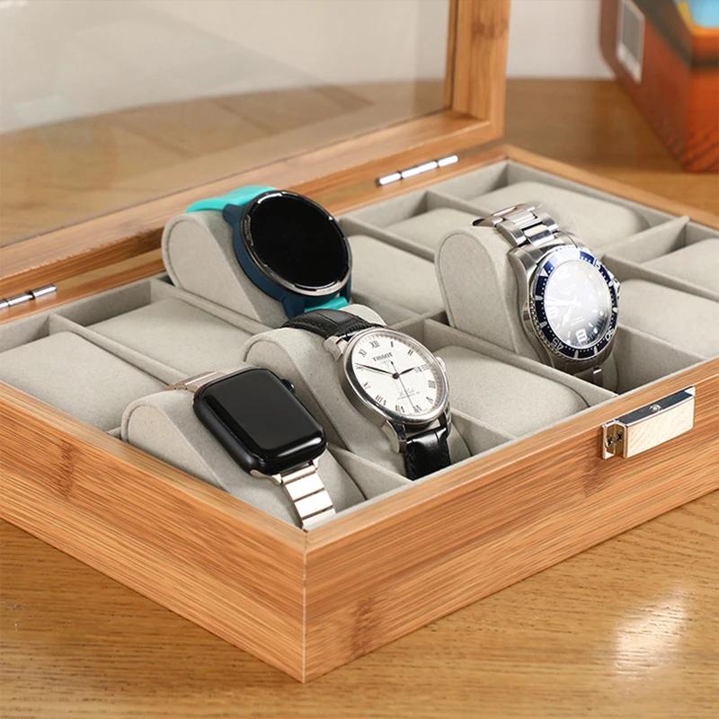 Boîte de rangement de montre en bois, boîte de rangement moderne Vintage, montres-bracelets, accessoires, boîtes de montre, boîtes d'exposition avec oreillers