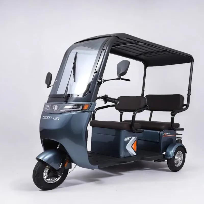 Scooter électrique vélo Parent enfant 3 roues avec toit 3 sièges longue portée 50KM pour adultes femmes 1000w Tricycle électrique passager