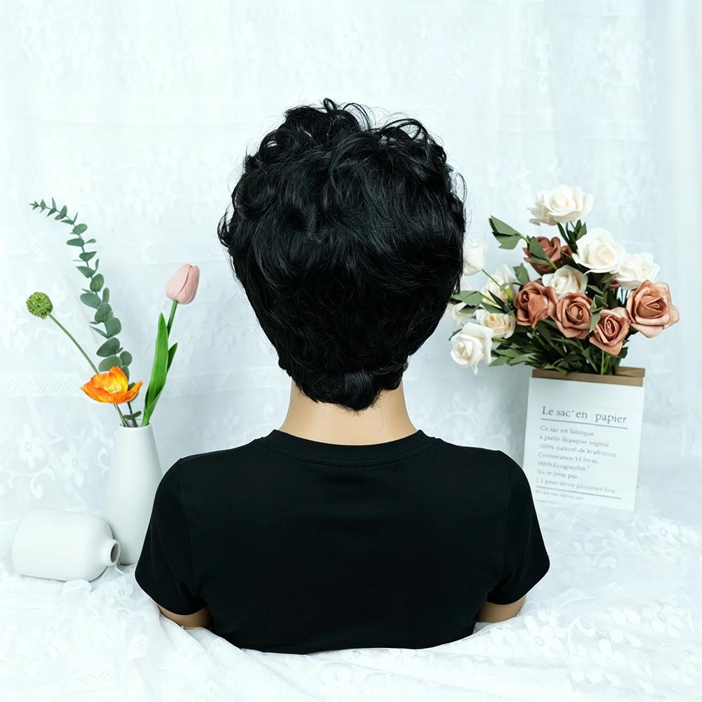 1B # Perruque de cheveux humains coupe lutin pour femmes