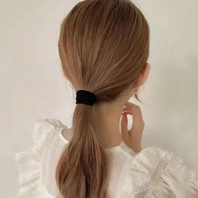 Bandes de cheveux à haute élasticité pour femmes et filles, bandeau noir, attaches en caoutchouc, support queue de cheval, chouchous pour enfants, accessoires pour cheveux