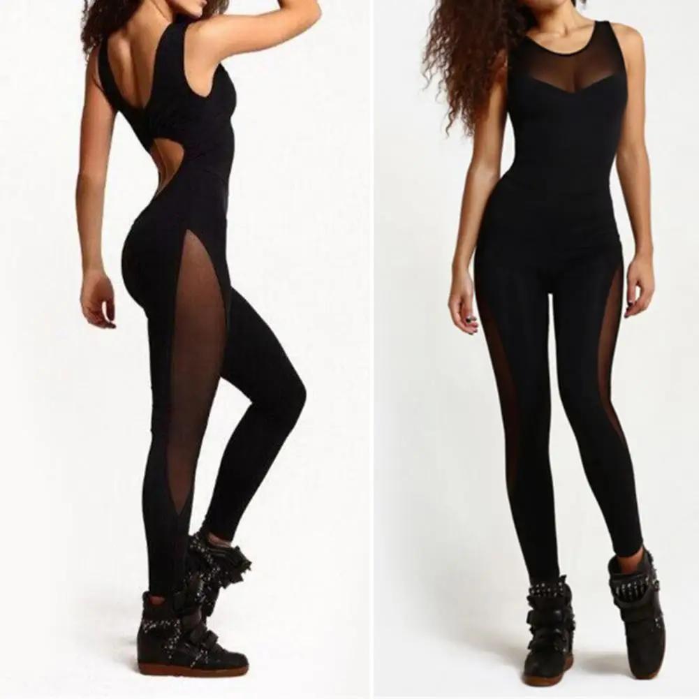 Vêtements de Sport dos nu, combinaison de Sport, survêtement d'entraînement pour femmes, transparent, épaules dénudées, vêtements de Sport, ensemble de Yoga pour femmes, pour salle de Sport
