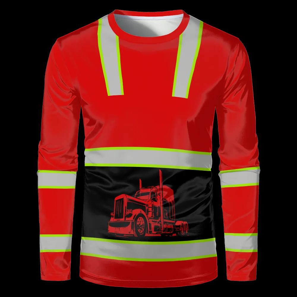 Uniformes de travailleurs de la Construction T-shirt pour hommes ample décontracté classique col rond hauts à manches longues vêtements de travail confortables et respirants