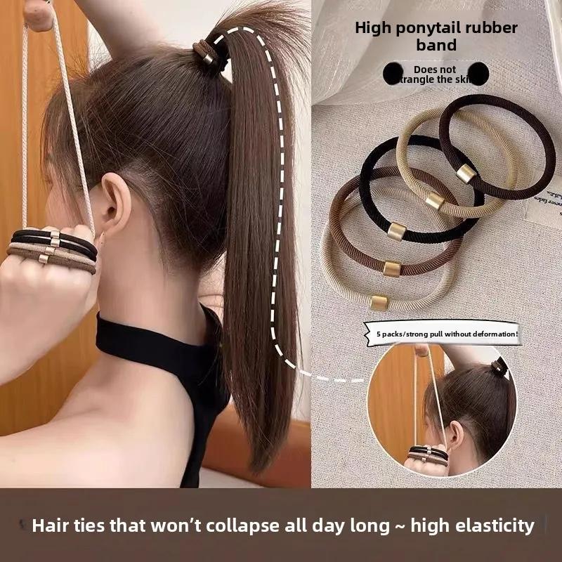 Haute élasticité noir cheveux cravate bandeau pour femmes Simple cravate de cheveux polyvalent Durable queue de cheval bandeau casque cheveux élastique
