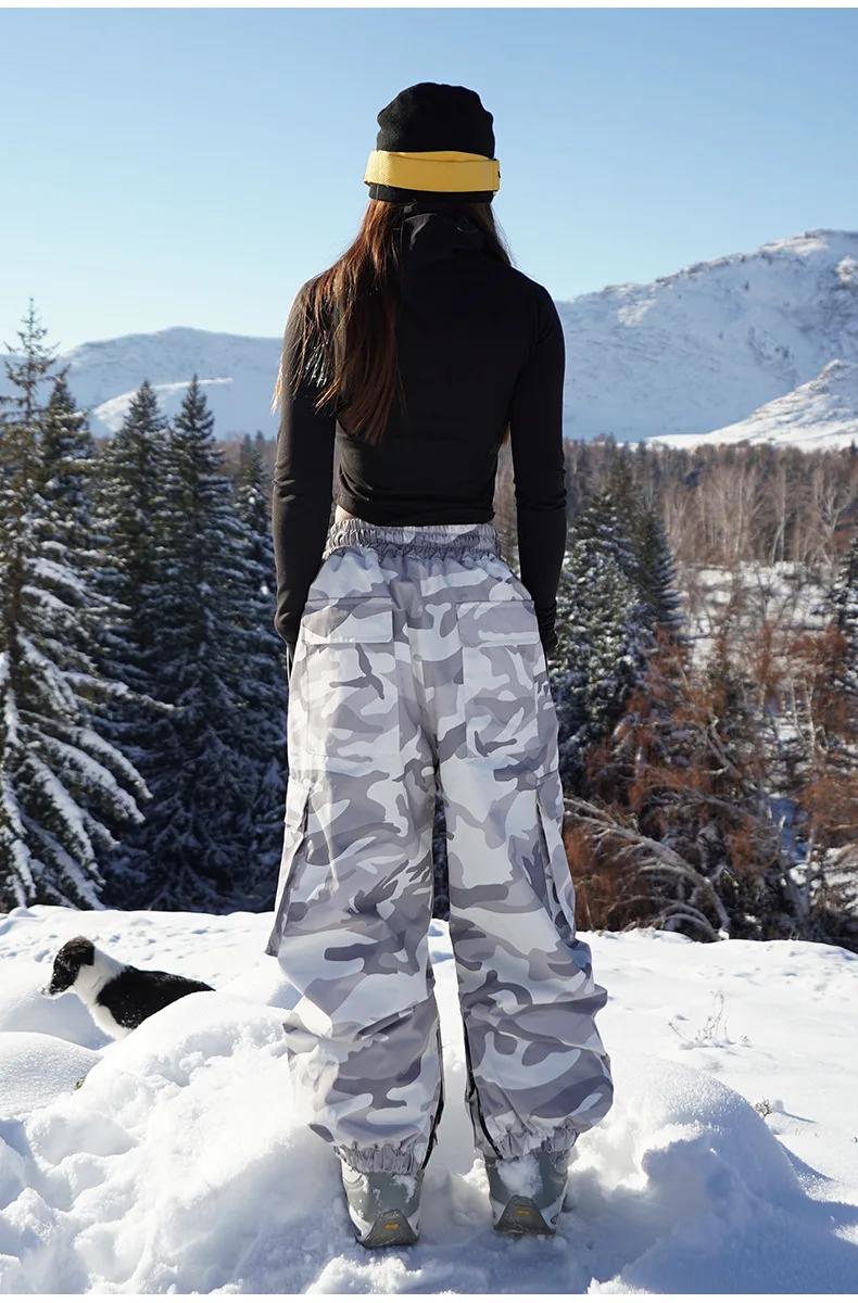 Pantalons de ski pour hommes et femmes, coupe-vent, imperméables, chauds, épais, camouflage et velours, pantalons de neige, pantalons de snowboard