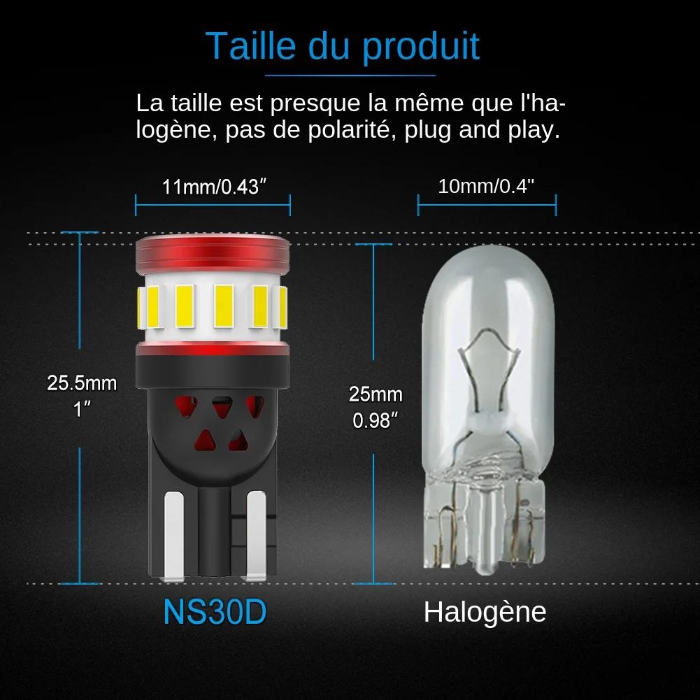 NAO W5W T10 LED lumières 5W5 Ultra lumineux Anti-erreur CANBUS Auto lampe 12V puce voiture intérieur plaques d'immatricu