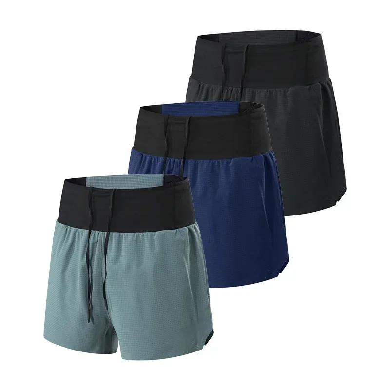 Short marathon 2 en 1 doublure triangulaire hommes respirant séchage rapide course