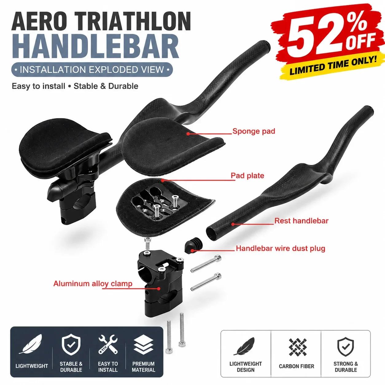 Vélo de route DEDA pour triathlon et contre-la-montre, guidon de repos TT 3K entièrement en carbone mat/brillant 35 °   Pour guidon d'extension Aero