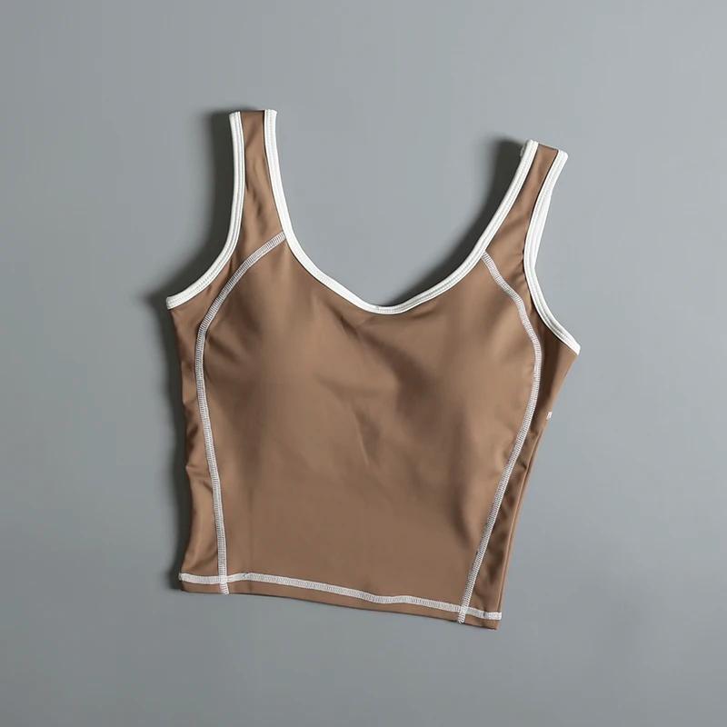 Soutien-gorge de sport pour femme, idéal pour l'été, avec dos élégant, gilet de yoga antichoc, à porter à l'extérieur pour la course et l'entraînement professionnel.