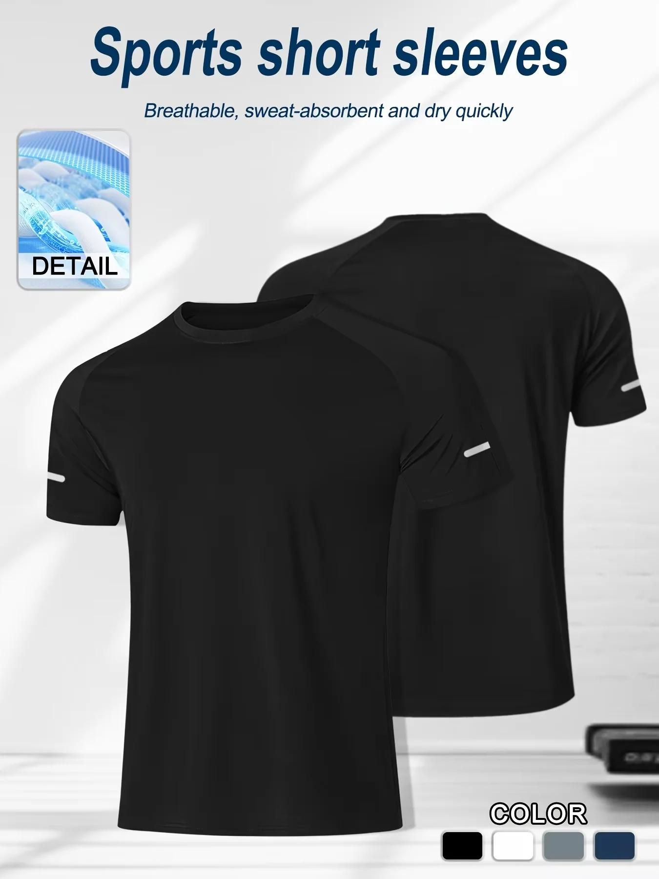 Vêtements de Fitness, T-shirt de sport à manches courtes en soie glacée pour hommes, entraînement de course professionnel pour marathon, séchage rapide