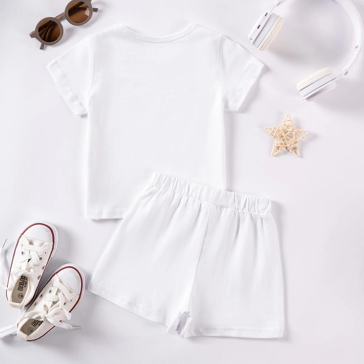 Ensemble de sport 2 pièces pour enfants, survêtement imprimé pour garçons, ensemble short et t-shirt d'été, vêtements de sport doux à séchage rapide