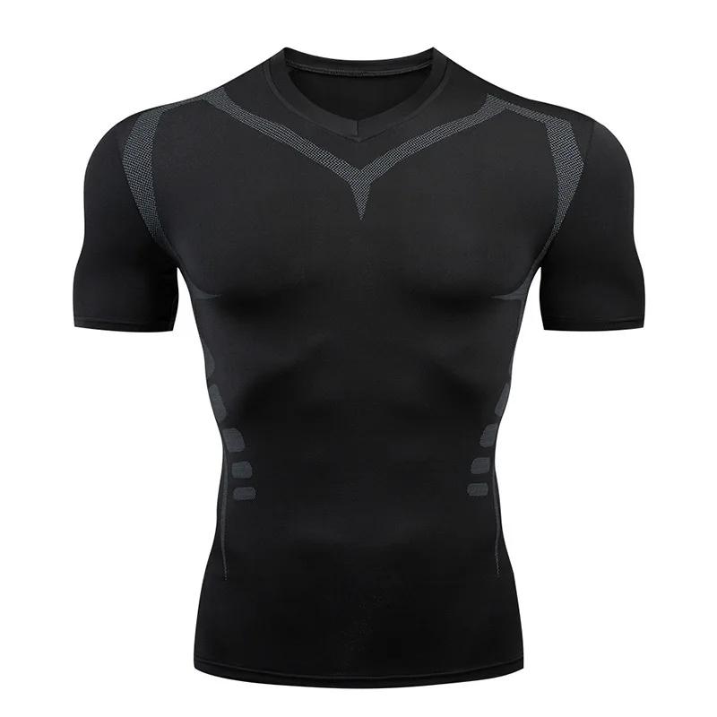 T-shirt sport homme séchage rapide compression manches courtes pour fitness course entraînement musculation cardio endurance sportif occasionnels