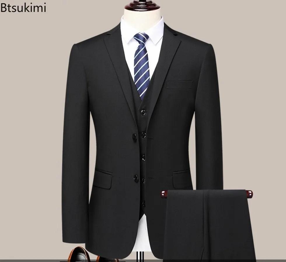 Costume d'affaires coupe cintrée pour hommes, grande taille S-6XL, vêtements formels de travail professionnel, robe de marié, ensembles deux pièces pour hommes