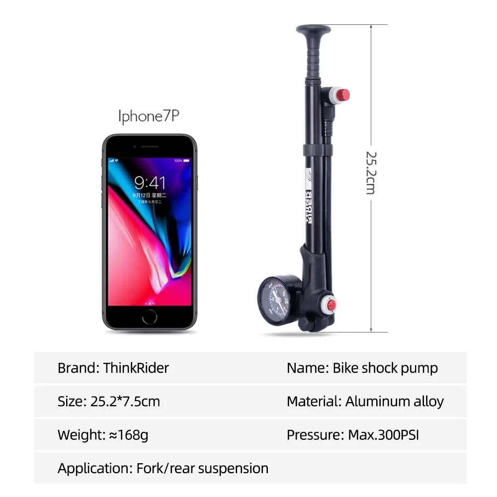ThinkRider Portable Haute pression 300psi Vélo Pompe À Air avec Jauge pour Fourche et Arrière Suspension Amortisseur Montagne