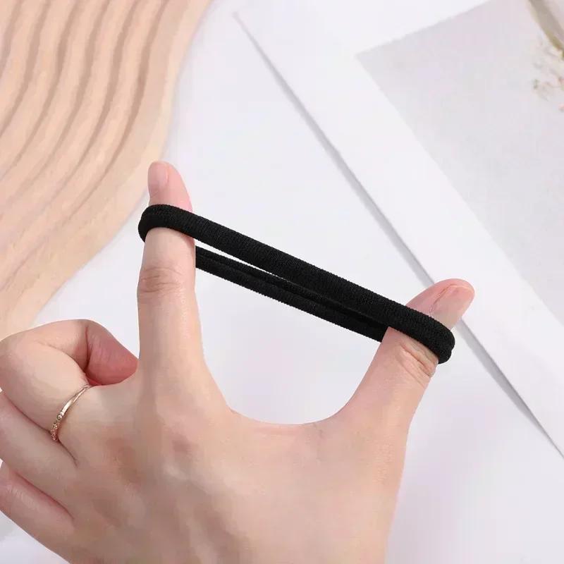 Bandes de cheveux à haute élasticité pour femmes et filles, bandeau noir, attaches en caoutchouc, support queue de cheval, chouchous pour enfants, accessoires pour cheveux