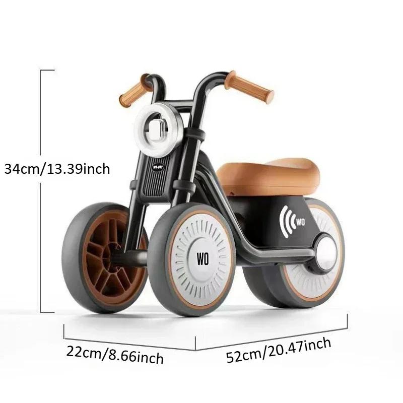 Vélo d'équilibre pour enfants, moto d'équilibre pour tout-petits avec musique et lumières, conception robuste sans pointe, roues silencieuses pour garçons et filles