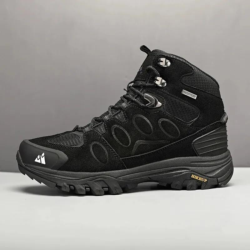 Bottes Randonnée Homme Daim Hiver - Chaussures Trekking Plein Air Chaudes Lacets