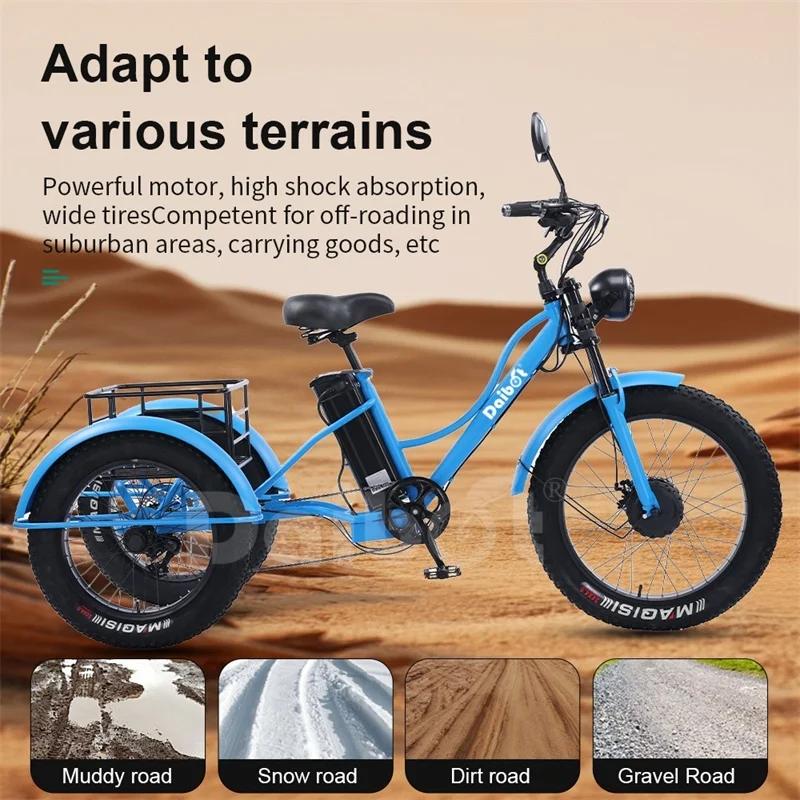 Vélo électrique adulte gros pneu montagne pour homme 48V 750W Tricycle