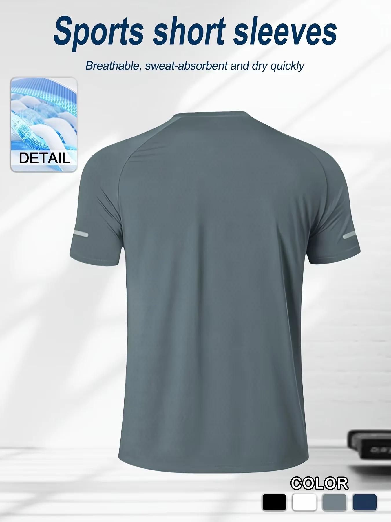 Vêtements de Fitness, T-shirt de sport à manches courtes en soie glacée pour hommes, entraînement de course professionnel pour marathon, séchage rapide