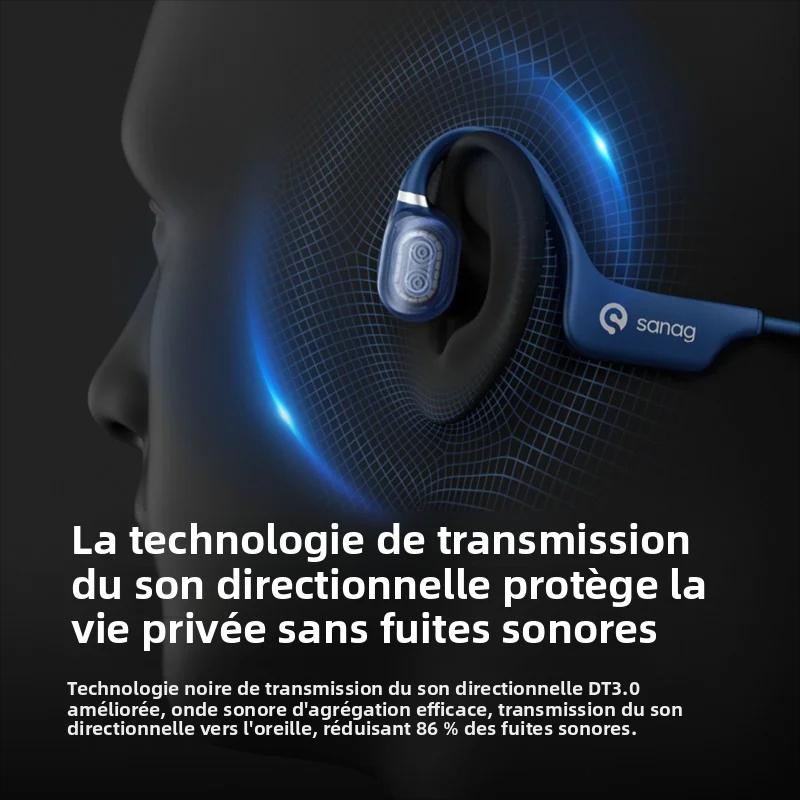 Sanag A5X véritable Conduction osseuse casque sans fil Sport oreille ouverte Bluetooth écouteurs 3D stéréo son Flash-ven