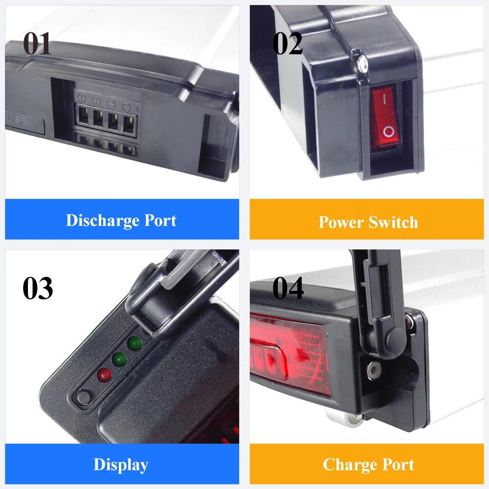 Batterie de vélo électrique arrière 24V 13Ah 15Ah 17.5Ah 20Ah avec chargeur 2A et BMS 20A