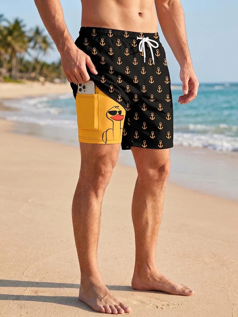 Maillot de bain 2 en 1 imprimé 3D pour hommes