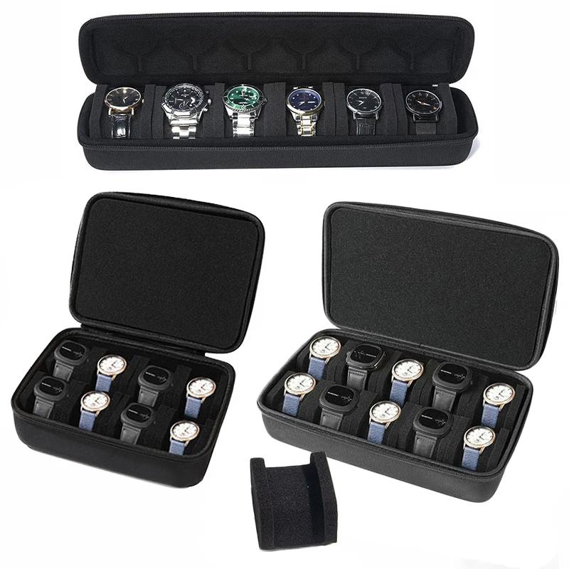 Boîte à montres portable 6/10 emplacements, étui de voyage étanche pour organiser et transporter les montres