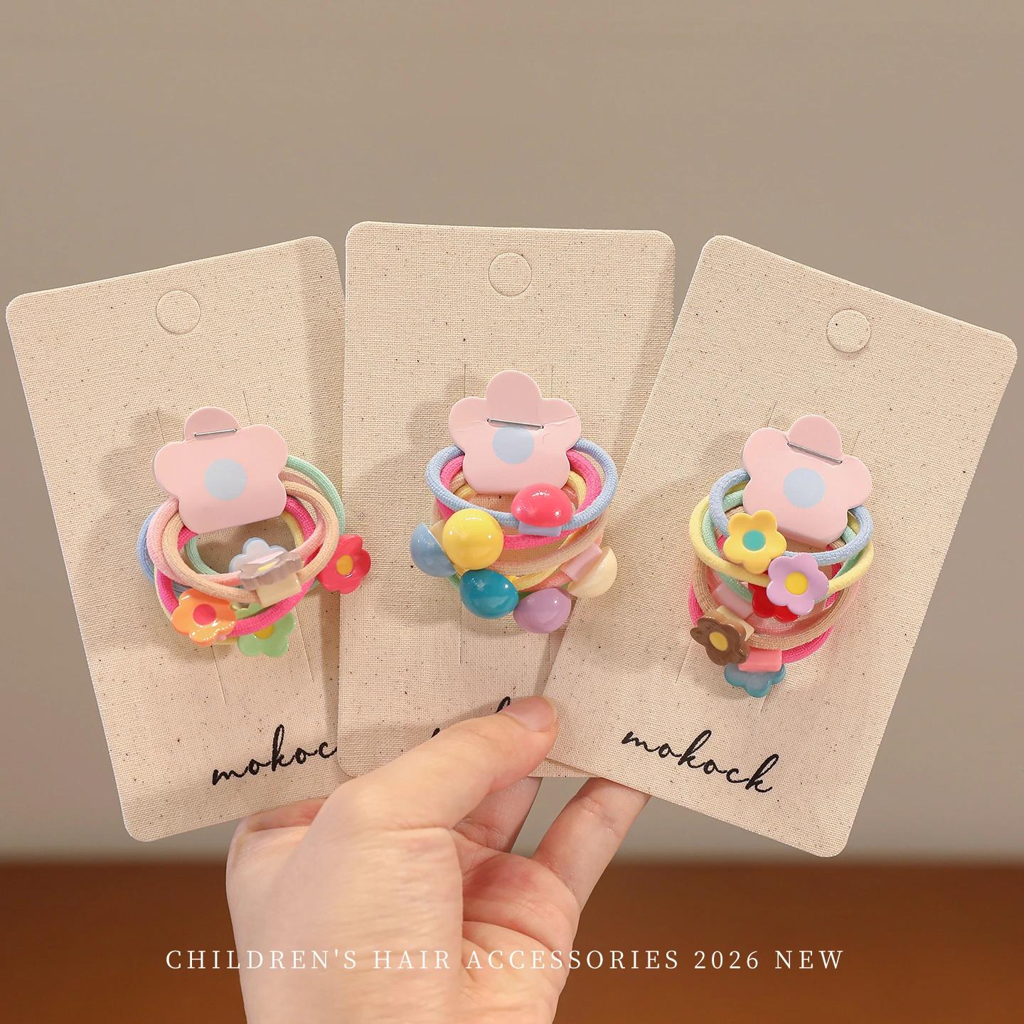 Élastiques à cheveux pour bébé, motif dessin animé mignon, haute élasticité, ne blesse pas les cheveux, élastiques colorés en forme de fleur et de bonbon pour tout-petits, accessoires capillaires pour