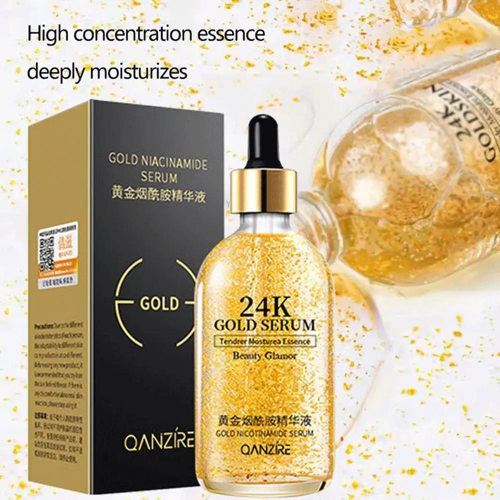 Sérum pour le visage à l'acide hyaluronique, or 24 carats, anti-âge, lifting du visage, essence de collagène, nicotinamide, blanchissant, soins de la peau