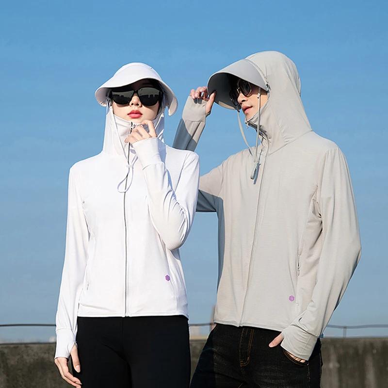 Vêtement été couple en soie glacée - Protection UV légère pour sport et loisirs en extérieur
