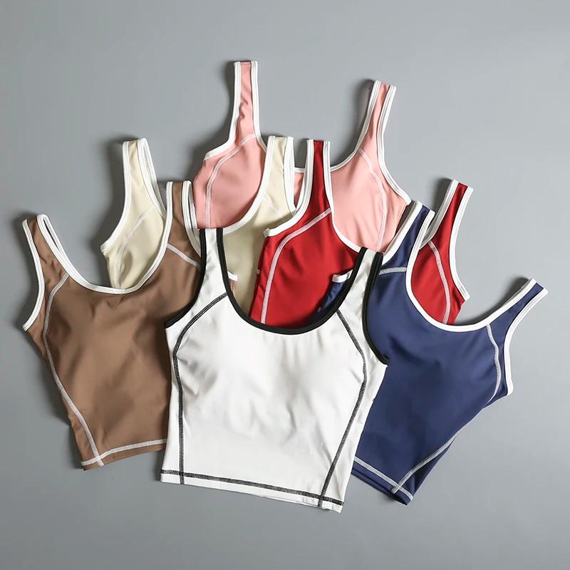 Soutien-gorge de sport pour femme, idéal pour l'été, avec dos élégant, gilet de yoga antichoc, à porter à l'extérieur pour la course et l'entraînement professionnel.