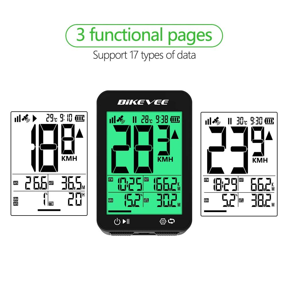 Ordinateur de vélo sans fil GPS, affichage numérique LCD multifonctionnel, compteur de vitesse et odomètre pour vélo d'extérieur avec rétroéclairage vert automatique