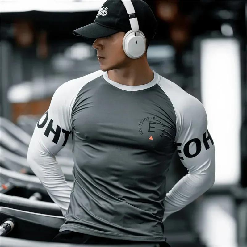 T-shirt de basket-ball homme manches longues séchage rapide respirant ajusté pour entraînement sportif