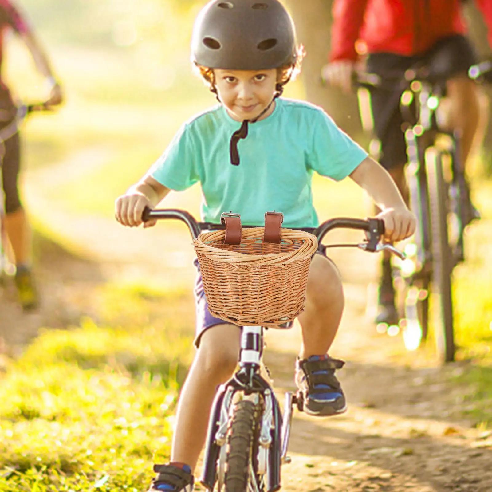 Panier de vélo multifonctionnel pour guidon avant, panier de vélo traditionnel imperméable tissé à la main pour enfants