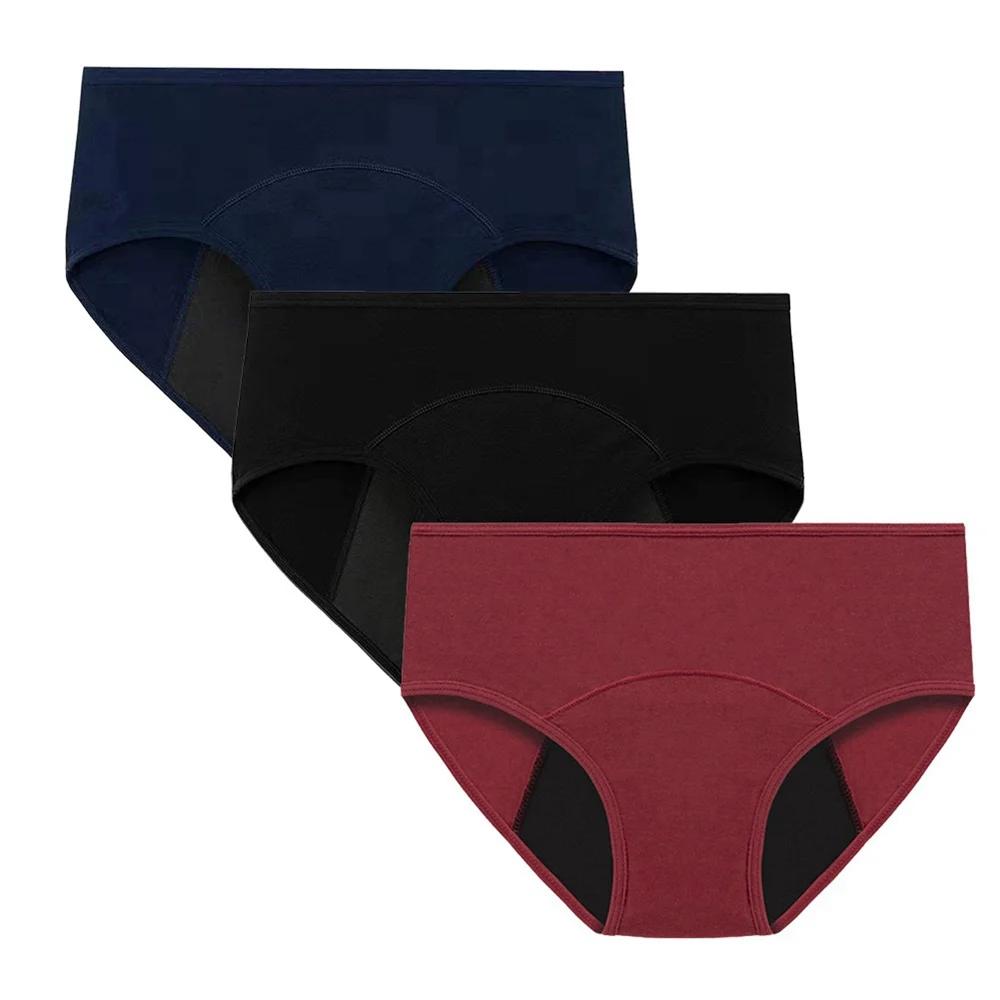 Culotte menstruelle très abondante pour femme, slip respirant en coton, taille basse, sous-vêtements physiologiques pour femmes