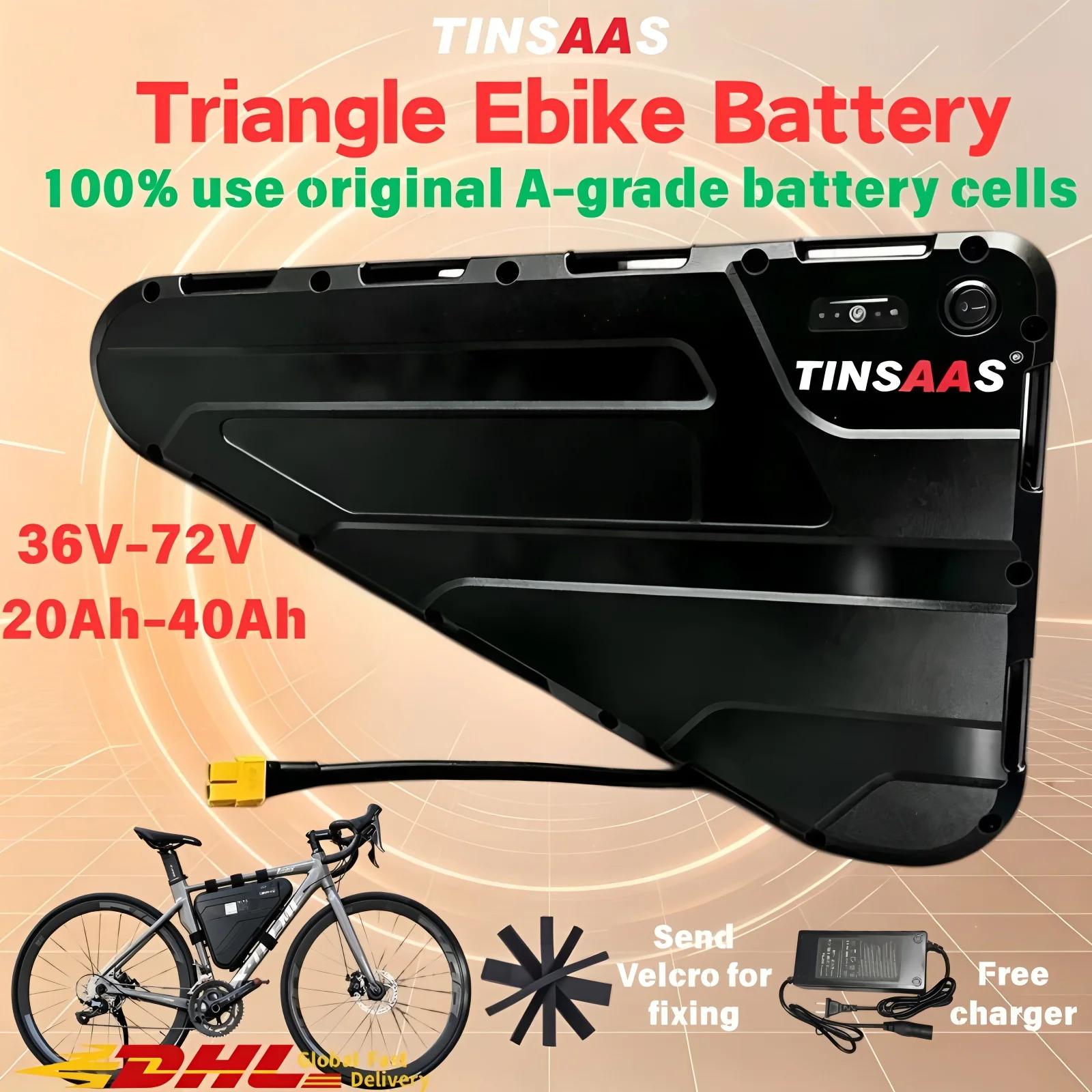 Batterie triangulaire pour vélo électrique 21700, cellules 36V 48V 52V 60V 72V, adaptée au cyclisme longue distance, pour moteurs 250W-3000W