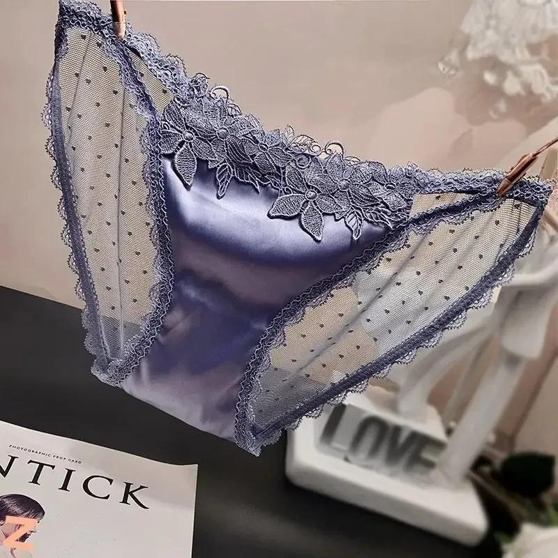 Sous-vêtements pour femmes, sexy, à la mode, en satin et dentelle, broderie Thangka, transparents, séduisants
