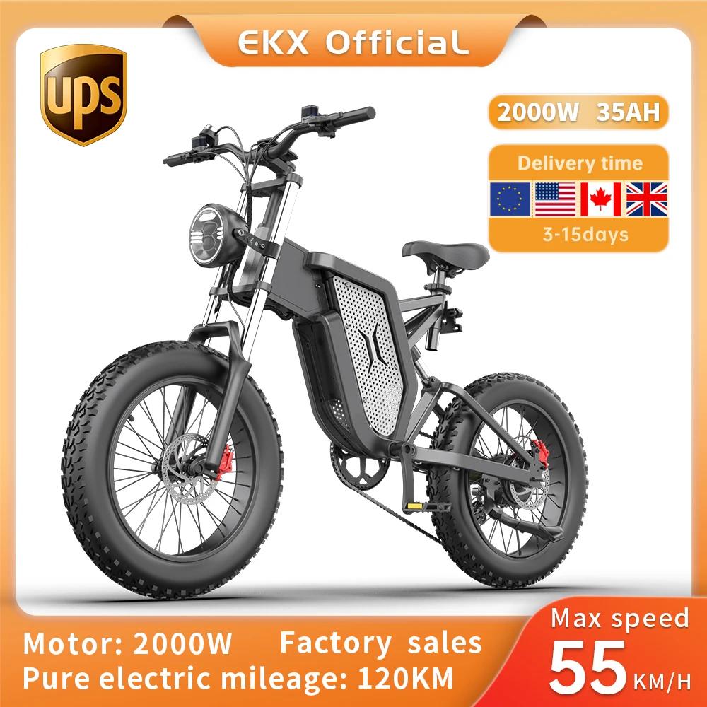EKX X20 vélo électrique montagne cyclomoteur Ebike 20 pouces gros pneu 2000W 48V 35AH hommes route EBikes vélo électrique pour adultes E BIKE Sans TVA