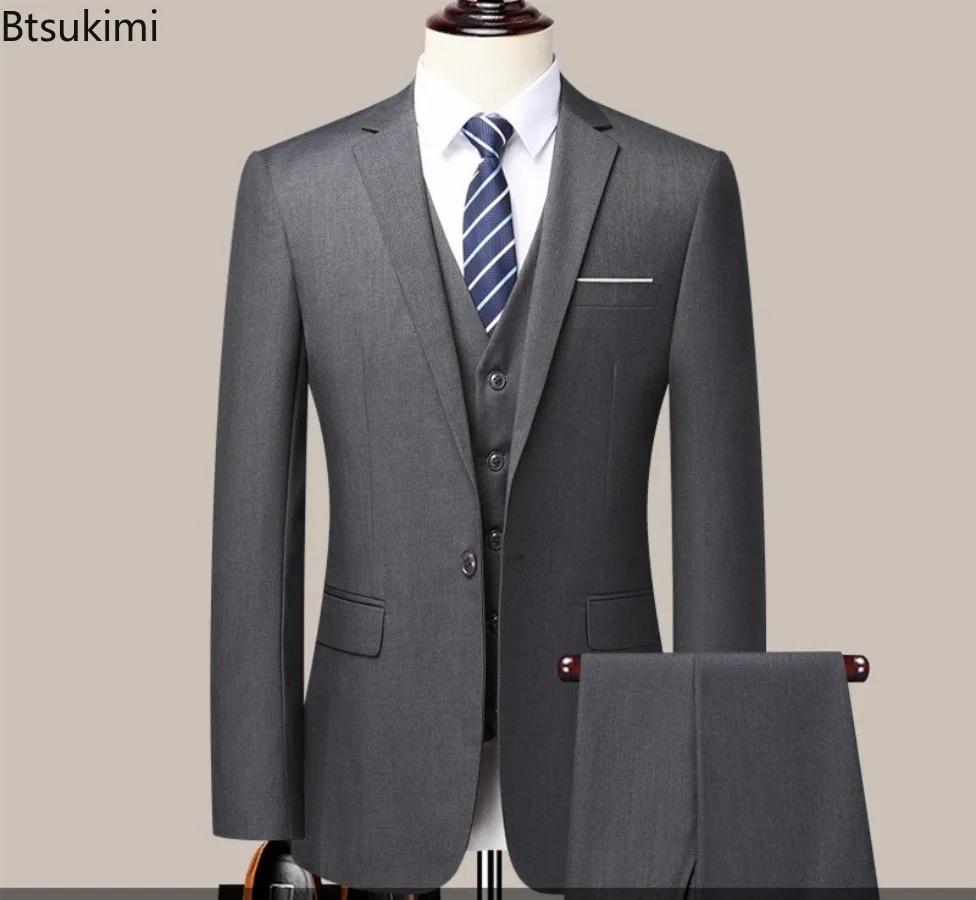 Costume d'affaires coupe cintrée pour hommes, grande taille S-6XL, vêtements formels de travail professionnel, robe de marié, ensembles deux pièces pour hommes