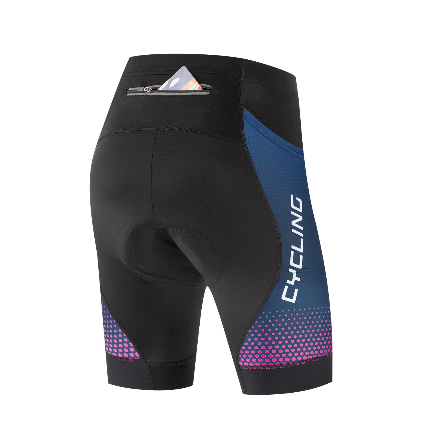 Shorts de cyclisme pour femmes avec coussin 3D, poche latérale, taille haute, pour l'entraînement et le fitness