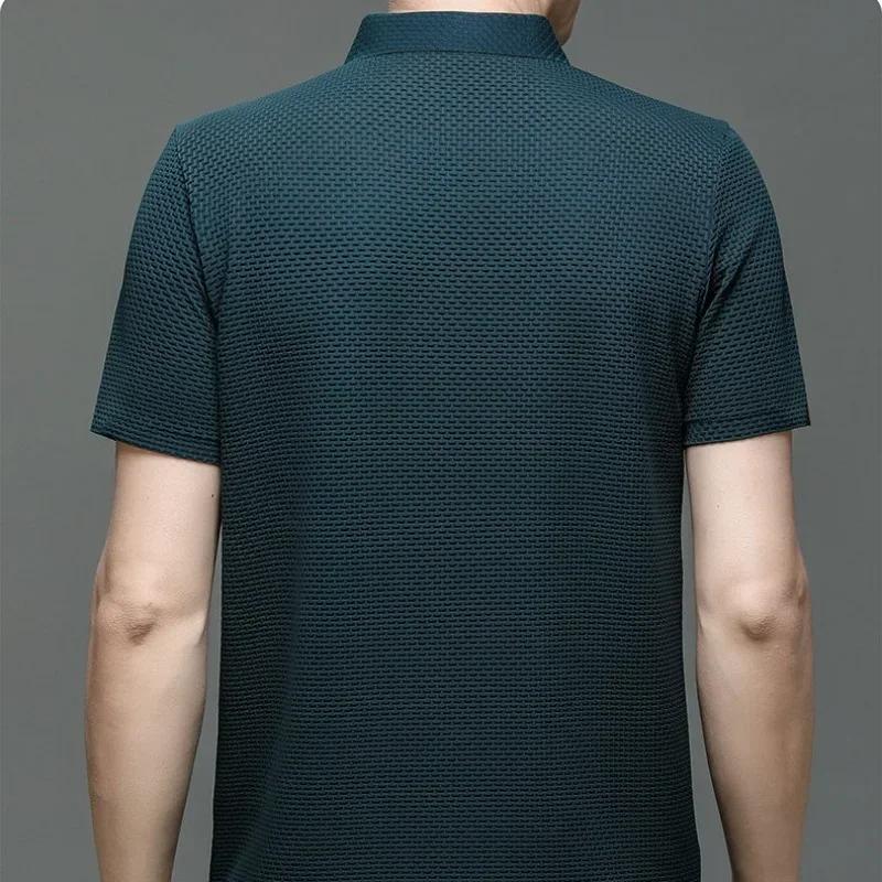 Vêtements de marque été nouveau T-shirt à manches courtes pour hommes soie glacée POLO frais et respirant affaires décontracté haut absorbant la sueur
