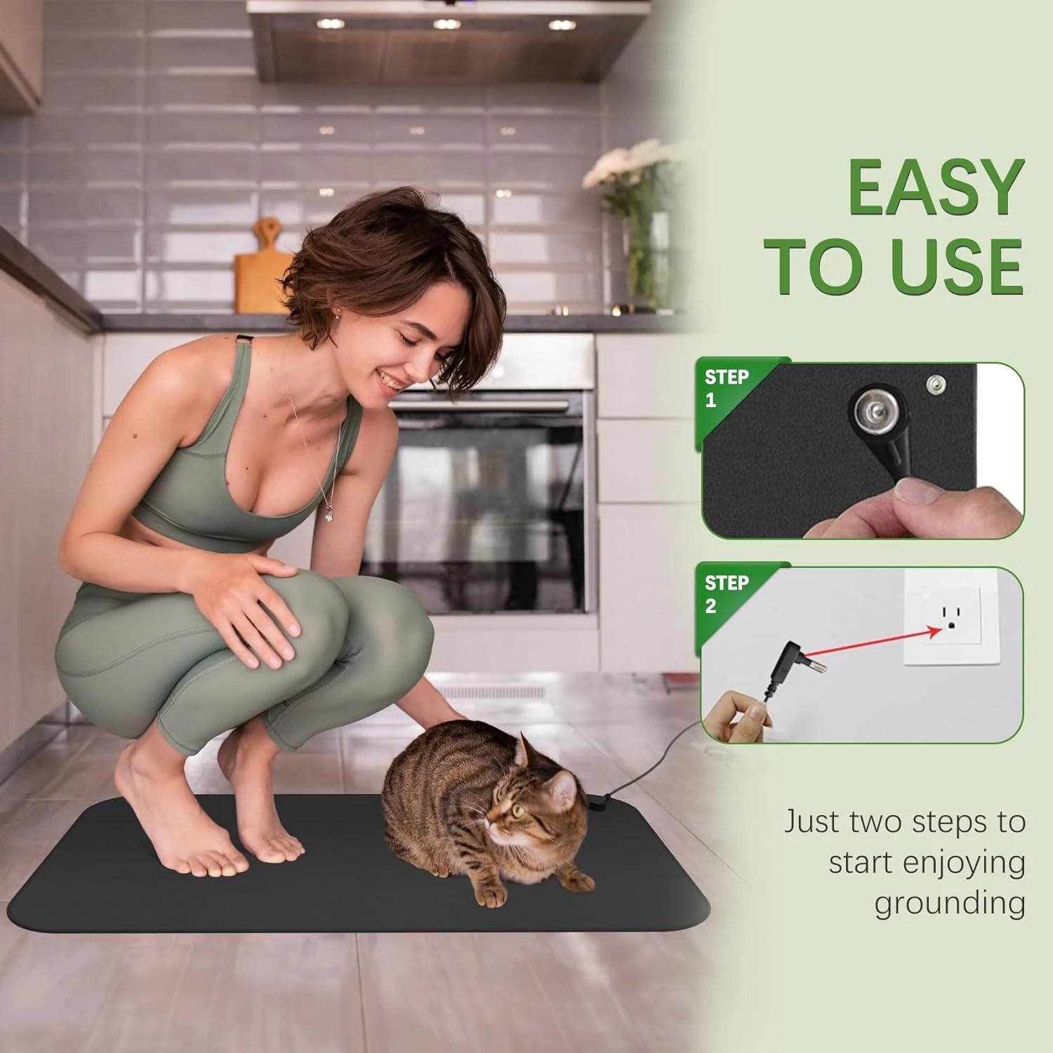 Tapis de mise à la terre pour le sommeil 30 x 60 cm Tapis de mise à la terre naturel bien-être pour améliorer la circulation, réduire l'inflammation et soulager la douleur/anxiété